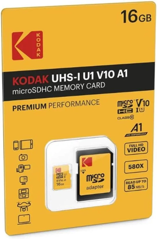 Kodak 16GB Class 10 UHS-I U1 MicroSDHC Card with Adapter 10x Write Speed