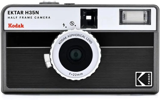 Kodak EKTAR H35N Half Frame Film Camera, 35mm, Reusable, Focus-Free, Bulb Function, Built-in Star Filter, Coated Improved Lens (Film & AAA Battery are not Included) (Striped Black)