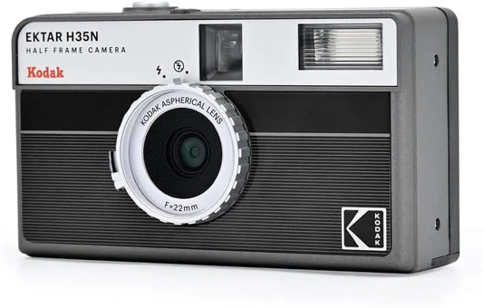 Kodak EKTAR H35N Half Frame Film Camera, 35mm, Reusable, Focus-Free, Bulb Function, Built-in Star Filter, Coated Improved Lens (Film & AAA Battery are not Included) (Striped Black)