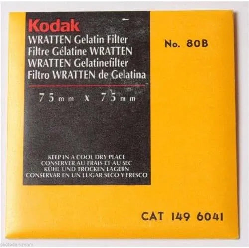 KODAK Wratten Gelatin Filter 75mm/3x3 Blue Series Color Conversion #80B