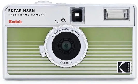Kodak EKTAR H35N Half Frame Film Camera, 35mm, Reusable, Focus-Free, Bulb Function, Built-in Star Filter, Coated Improved Lens (Film & AAA Battery are not Included) (Striped Green)
