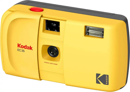 KODAK EC35 35mm Film Camera 35mm, Reusable, Focus-Free, Built-in Flash, Slide Cover, Beginner Friendly (Film & AA Battery are not Included) (Single, Butter Yellow)