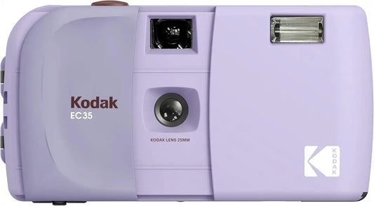 KODAK EC35 35mm Film Camera 35mm, Reusable, Focus-Free, Built-in Flash, Slide Cover, Beginner Friendly (Film & AA Battery are not Included) (Single, Lavender)