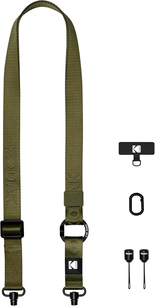 KODAK Multi-Purpose Camera Strap (Olive) - Quick-Detach System, Lightweight, Durable Metal Swivels, Multiple Usages, SLR Cameras, Compact Cameras, Smart Phones