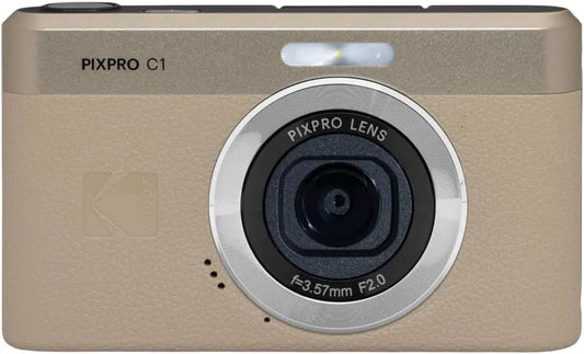 KODAK PIXPRO C1 13MP Compact Digital Camera, 26mm Fixed Lens, Tan