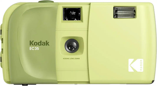 KODAK EC35 35mm Film Camera 35mm, Reusable, Focus-Free, Built-in Flash, Slide Cover, Beginner Friendly (Film & AA Battery are not Included) (Single, Avocado Green)