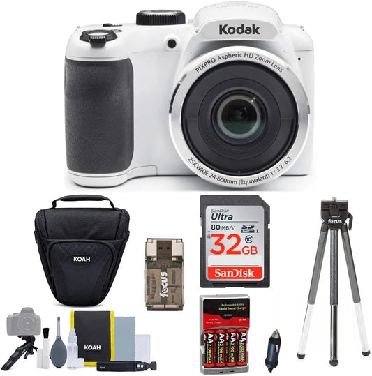 Kodak PIXPRO AZ252 Astro Zoom 16 MP Digital Camera (White) Bundle