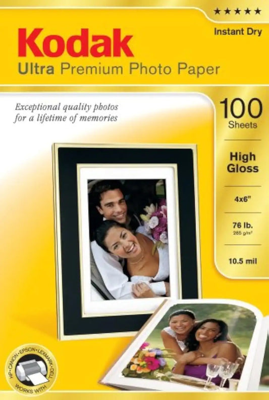 Kodak 8505141 4-Inch X 6-Inch Ultra Premium Photo Paper High Gloss (100 Sheets)