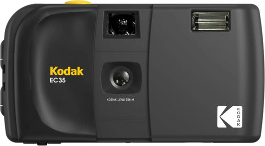KODAK EC35 35mm Film Camera 35mm, Reusable, Focus-Free, Built-in Flash, Slide Cover, Beginner Friendly (Film & AA Battery are not Included) (Single, Midnight Black)
