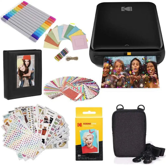 Kodak Step Printer, Wireless Mobile Photo Printer Zero Ink Technology & Kodak App for iOS & Android (Black) Gift, Starter Bundle