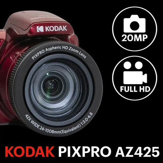 KODAK PIXPRO AZ425 20MP Digital Camera, 42x Optical Zoom, OIS, Red