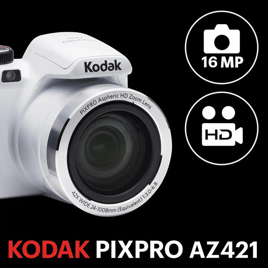 Kodak PIXPRO Astro Zoom AZ421-WH 16MP Digital Camera with 42X Optical Zoom and 3" LCD Screen (White)