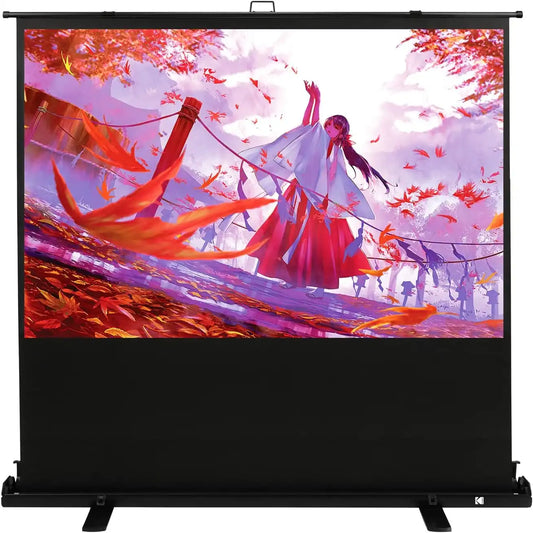 Kodak Portable Projector Screen | 100” Indoor & Outdoor 16:9 Video Projection Surface & Stand with Carry Handle | 1080p, 4K/8K UHD, 3D & HDR Ready | Fast Setup for Movies, Office Presentations & More