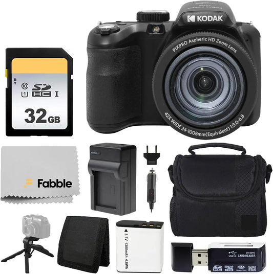Kodak PIXPRO AZ425 Digital Camera Bundle with 32GB Memory Card, Camera Case (Black), Battery, Charger, USB Card Reader, Table Tripod, Accessories (Black)