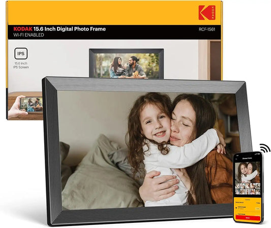 KODAK 15.6 Inch Large WiFi Digital Picture Frame, 1920x1080 FHD Touch Screen Electronic Photo Frame with AI Photo Art, 32GB Storage, 6 Ways Sharing Photos & Videos, for Mom Family