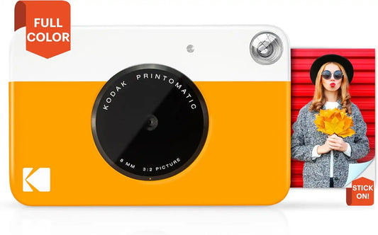 KODAK Printomatic Full-Color Instant Print Digital Camera, Zink 2x3" (5.1x7.5 cm) Sticky-Back Photo Paper, 5MP, Portable, Creative Fun Gift for Birthday, Christmas, Holiday, Yellow
