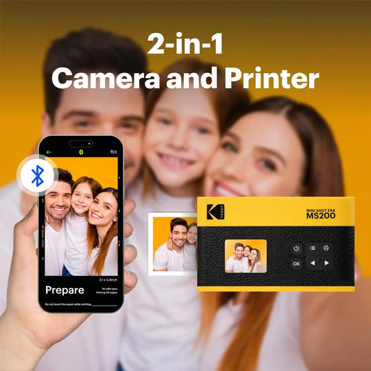 KODAK Mini Shot 2 ERA 4PASS 2-in-1 Instant Camera and Photo Printer (Yellow, Camera + 8 Sheets)