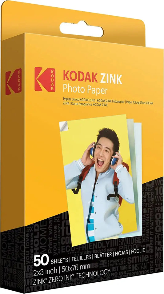 KODAK 2x3 Premium Sticky-Backed ZINK Photo Paper (50 Sheets) - Compatible With Kodak Step, Step Slim, Printomatic, Printomatic+, Smile+, Step Touch