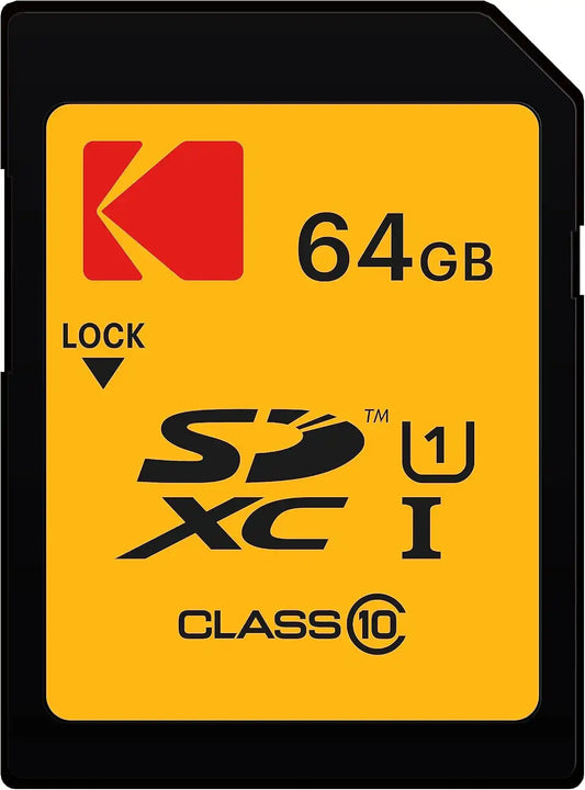 Kodak SDXC Card 64GB UHS-I U1 V10 Premium, up to 85MB/s Read Speed, for Full HD Video and High-Resolution Pictures, Compatible with SDXC Standard - EKMSD64GXC10K