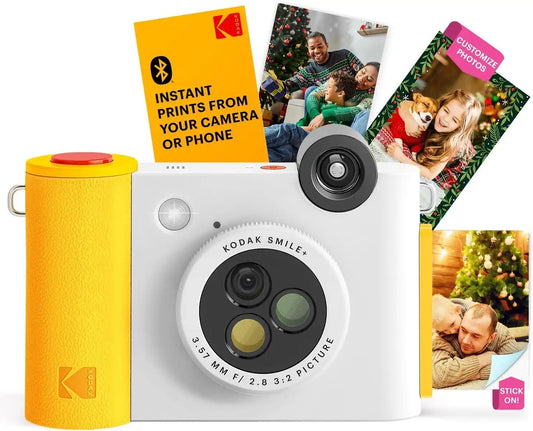 KODAK Smile+ 2-in-1 Digital Instant Print Camera & Wireless Bluetooth Photo Printer + KODAK 2"x3" Premium Photo Paper (50 Sheets)