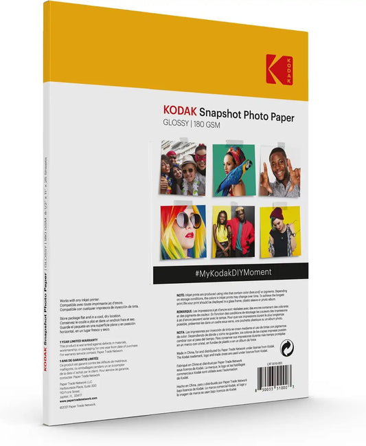 KODAK Photo Paper Gloss 8.5 X 11 SNAPSHOT 25 count, 48lb-180 g/m 2-8.5MIL (41300)