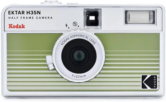 Kodak EKTAR H35N Half Frame Film Camera Bundle with Kodak Ultramax 400/24EXP 35mm Roll Film (Striped Green, Bundle)