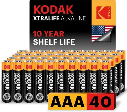 KODAK AAA Alkaline Batteries (40 Pack) Triple A Battery, LR03, 1.5V