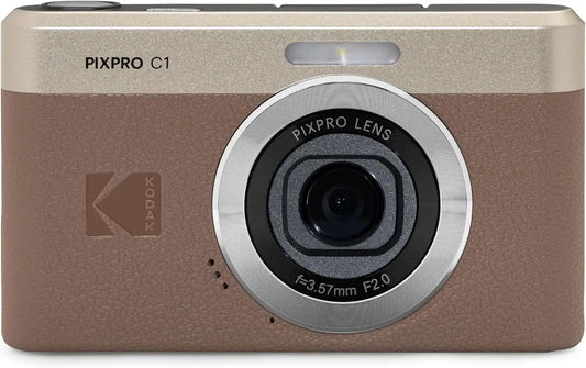 KODAK PIXPRO C1 13MP Compact Digital Camera, 26mm Fixed Lens, Brown