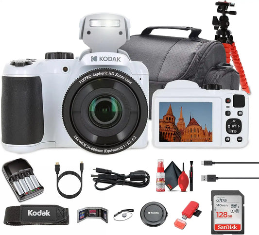 Kodak PIXPRO AZ255 Digital Camera (AZ255WH) + Case Bundle