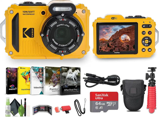 Kodak PIXPRO WPZ2 16MP 4X Zoom Digital Camera + Camera Bag (Yellow) Bundle