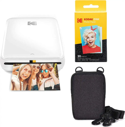 KODAK Step Wireless Mobile Photo Mini Printer (White) Go Bundle