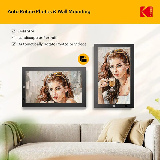 KODAK 17.3" X-Large WiFi Digital Picture Frame - 1920x1080 FHD IPS Display with 32GB Storage, Auto-Rotate, Remote Control, Wall Mountable, Compatible with Alexa, for Family