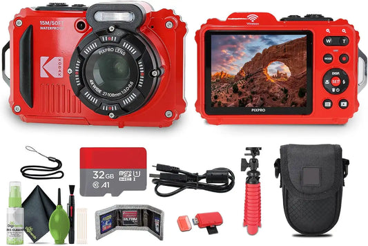 Kodak PIXPRO WPZ2 16MP 4X Zoom Digital Camera (Red) Bundle