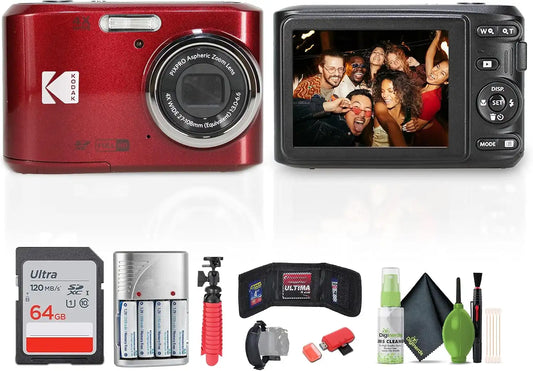 Kodak PIXPRO FZ45 Digital Camera (Red) Bundle