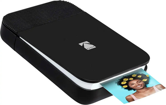 Zink KODAK Smile Instant Digital Bluetooth Printer for iPhone & Android – Edit, Print & Share 2x3 Zink Photos w/ Smile App (Black/ White)