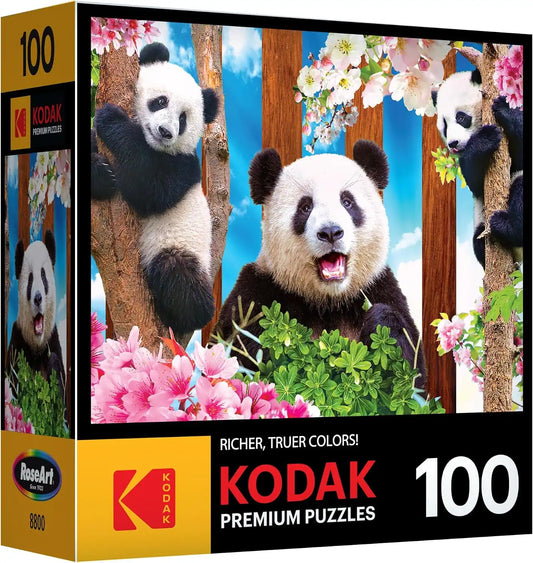 RoseArt - Kodak Premium - Panda Playtime - 100 Piece Jigsaw Puzzle for Adults