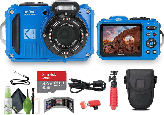 Kodak PIXPRO WPZ2 16MP 4X Zoom Digital Camera (Blue) Bundle