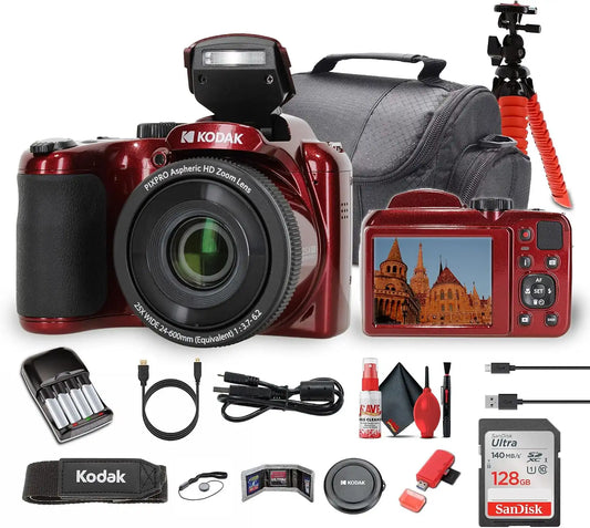 Kodak PIXPRO AZ255 Digital Camera (AZ255RD) + Case Bundle