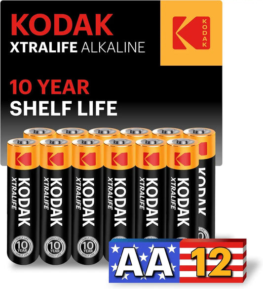 KODAK AA Alkaline Batteries (12 Pack) Double A Battery, LR6, 1.5V