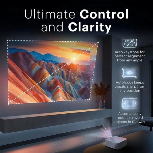 KODAK Flik X20 1080p Portable Smart Projector, Built in ATV Dongle, White