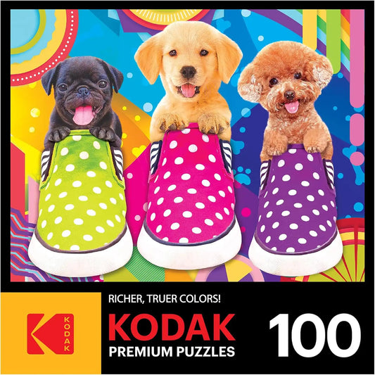 RoseArt Kodak Premium Puppy Socks 100 Pc Jigsaw Puzzle for the Whole Family