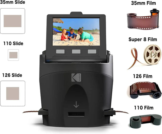 KODAK SCANZA Film & Slide Scanner, 3.5" LCD, 35mm, 126, 110, Super 8 & 8mm