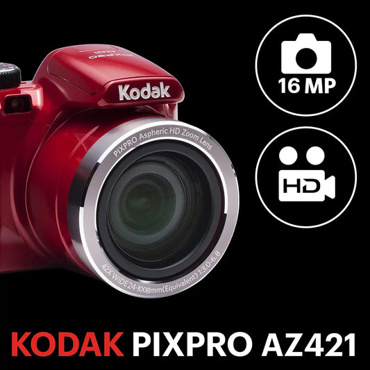 Kodak PIXPRO Astro Zoom AZ421-RD 16MP Digital Camera with 42X Optical Zoom and 3" LCD Screen (Red)