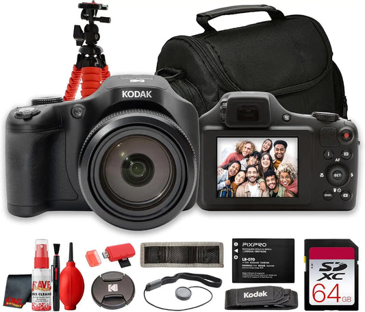 Kodak PIXPRO AZ653 Digital Camera (Black) 20MP Digital Camera Travel Bundle