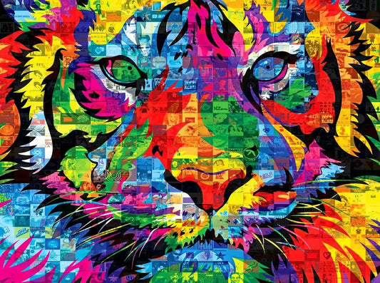RoseArt - Kodak Premium Mosaics - Rainbow Tiger - 750 Piece Jigsaw Puzzle for Adults