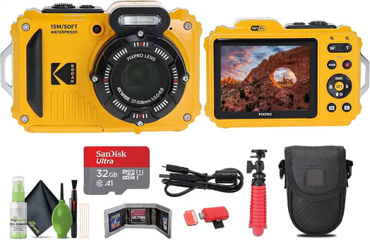 Kodak PIXPRO WPZ2 16MP 4X Zoom Digital Camera (Yellow) Bundle