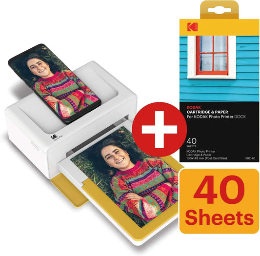 Kodak Dock Plus & Bluetooth Portable 4x6” Instant Photo Printer-40 Bundle