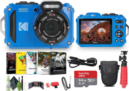 Kodak PIXPRO WPZ2 16MP 4X Zoom Digital Camera + Camera Bag (Blue) Bundle