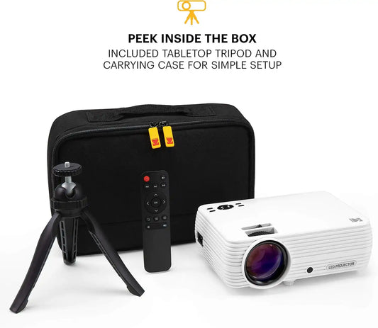 KODAK FLIK X4 Home Projector | 4.0 LCD Compact Home Theater System Projects Up to 150” with 1080p Compatibility & Bright Lumen LED Lamp | VGA/AV/HDMI/USB/TF Inputs | Remote, Tripod & Carry Case