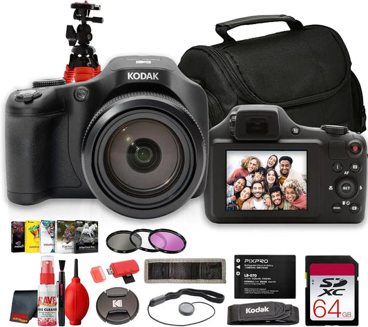 Kodak PIXPRO AZ653 Digital Camera (Black), 20MP Digital Camera Pro Bundle